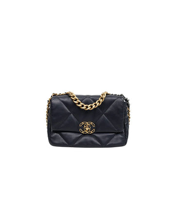 CHANEL Navy Leather 19 Shoulder Bag 56479 156252577