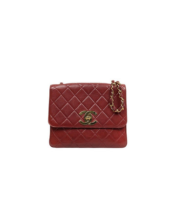 CHANEL Red Lambskin Quilted Flap Chain Shoulder Bag 51840 156252584