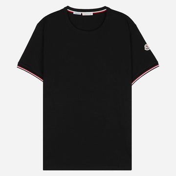 MONCLER 男性用ロゴ三本線ラウンドTシャツ ブラック 8C71600 87296 999 156275139