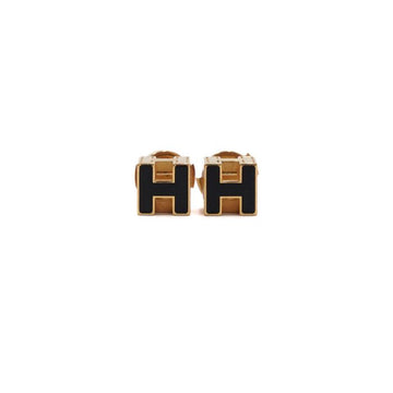 Hermes Black Gold H Cube Earrings 156277019