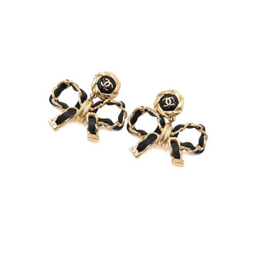 CHANEL OHNE MARKENNAME AB8742 22Saison Goldfarbenes Metall Kalbslederband CC Logo Ohrringe aa63960 156277160