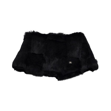 CHANEL Black Rabbit Fur Women's Shawl Scarf Neck Warmer P18153 156278269