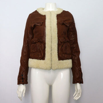 NEIL BARRETT Damenlederjacke aus braunem Viskose-Buffalo-Leder 9NW527N016 156278326