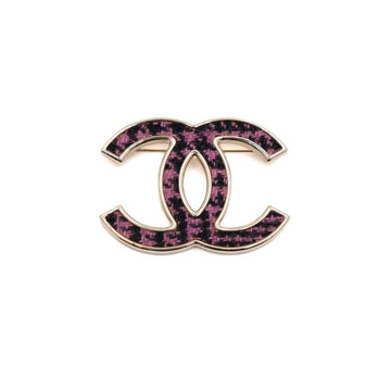 CHANEL Black Pink Tweed CC Logo Brooch 22 Season AA64003 156288040