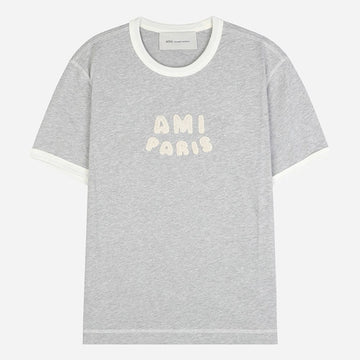AMI 6S Baumwoll-Patch T-Shirt Kurzarm Grau UTS371 724 A079 156289595