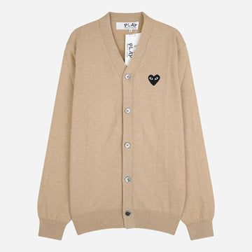 COMME DES GARCONS ブラックハートニットVネックカーディガンベージュ AX N024 051 3 156290198