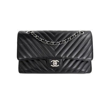 CHANEL Classic Medium Shoulder Bag Silver Hardware Black A01112 156312503