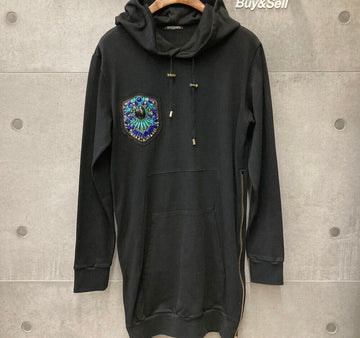 BALMAIN Beaded Dekor Seitenreißverschluss Hoodie Schwarz S7H6024J025BC032502 148409772
