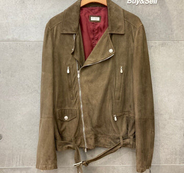 BRUNELLO CUCINELLI Leder Bikerjacke aus Wildleder Braun E102230 148410407
