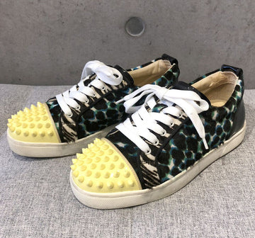 Christian Louboutin Spike Sneakers in Yellow Leopard Print 35 148410467