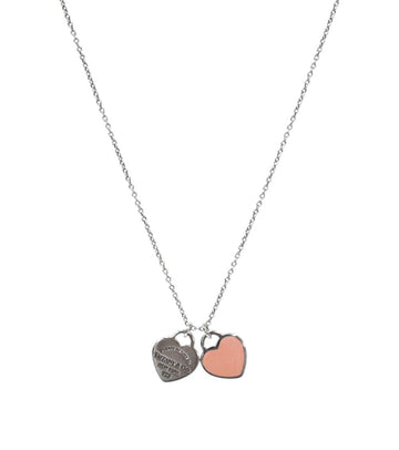 TIFFANY & CO Rosa Doppelherz Silber Halskette 55874 156314701