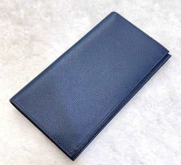 Hermes Citizen Twill Silk Long Wallet Navy D Stamp J051902 156314880
