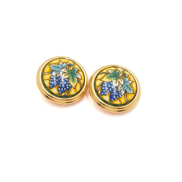 Hermes Enamel Grape Printed Clip-On Earrings 64036 156318887