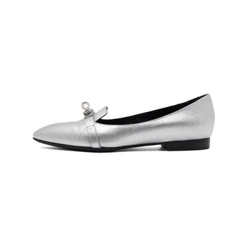 HERMES Metallische Silber Leder Pegasus Mini Kelly Damen Ballerinas aa64030 156319157