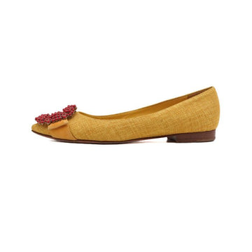 MANOLO BLAHNIK Gelbe Stoff Hangisi Flachschuhe AA64050 156319164