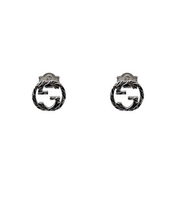 Gucci Black Interlocking G Silver Earrings 51611 156319788