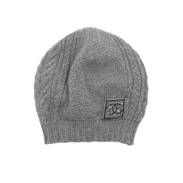 CHANEL Gray Cashmere CC Crystal Women's Beanie Hat aa64033 156321920