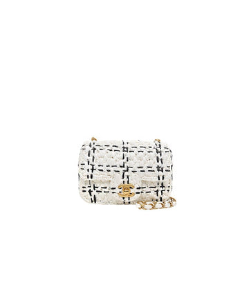 CHANEL Raffia White Flap Shoulder Bag 58349 156376760