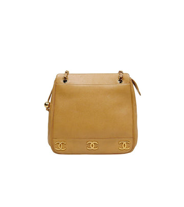 CHANEL Beige Caviar Triple CC Ketten Schultertasche 56258 156376771