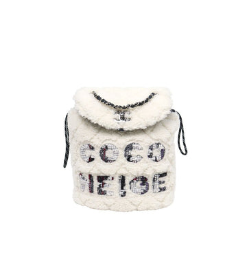 CHANEL ホワイト シアリング ココネジュ バックパック 42293 156379234