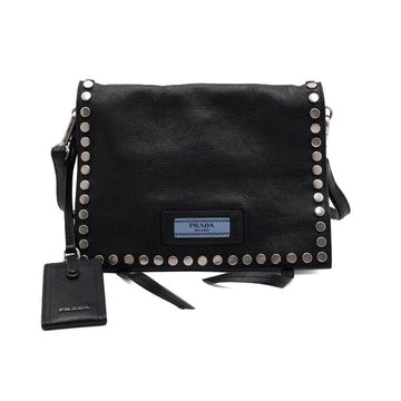 Prada Black Leather Studded Shoulder and Crossbody Bag 1BD082 156380424