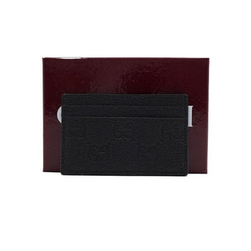 GUCCI 835151 ブラック レザー GG インプリント メンズ カードホルダー カードケース a64037 156380837