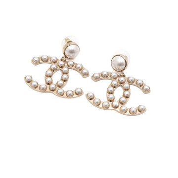 CHANEL 21シーズン パール ドロップ シルバー CC レディース イヤリング 63982 156381110