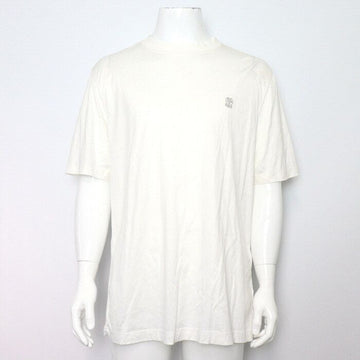 BRUNELLO CUCINELLI Männliches T-Shirt mit kurzen Ärmeln aus Baumwolle mit Stickerei in Weiß M0B137444G 156383733