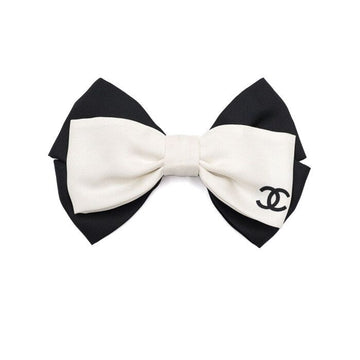 CHANEL ブラックホワイトリボンバレッタヘアピンAA64061 156384076