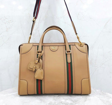 GUCCI バウレット ダブルG ブラウンレザー ダッフルバッグ 715671 148724239