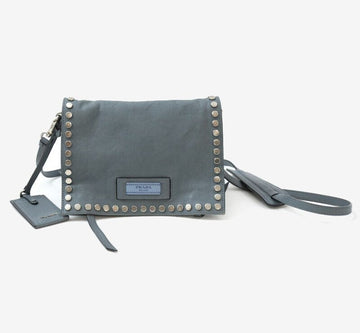 PRADA エチケットスタッズショルダーバッグクロスバッグブルー 8868550476 156443696