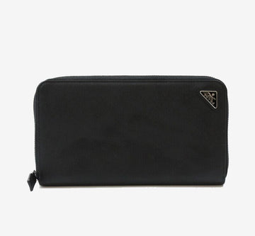 PRADA Saffiano-Leder Reißverschluss Geldbörse Schwarz 2ML188 156443762 [P]