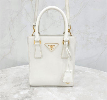 Prada White Saffiano Leather Mini Crossbody Bag 1BA358 137609916