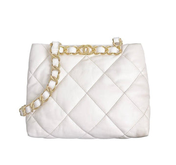 CHANEL Quilted Shopping Bag Small White 33RRNP9F 156503050