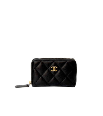 CHANEL Black Caviar Skin Zipper Card Wallet 57469 156504204