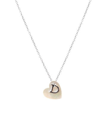 Dior Mother of Pearl Heart D Silver Necklace 56643 156504228