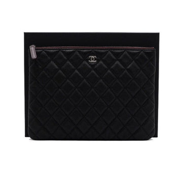 CHANEL Black Caviar Silver CC Logo Classic New Medium Pouch Clutch Bag A82545 156506284