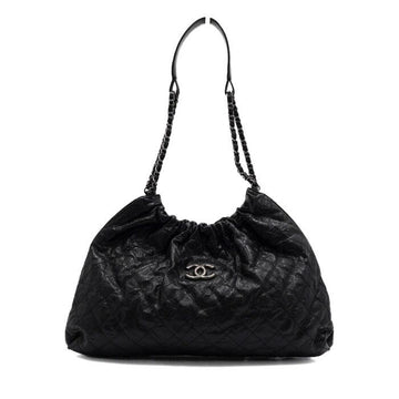 CHANEL Schwarze Kaviar-Quilted Elastische CC Silberkette Schultertasche A67320 156506302