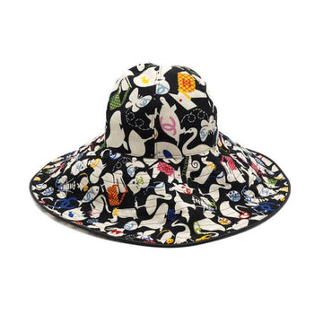 CHANEL ブラックアニマルプリント女性オーバーサイズバケットハットモ帽 aa63990 156515930