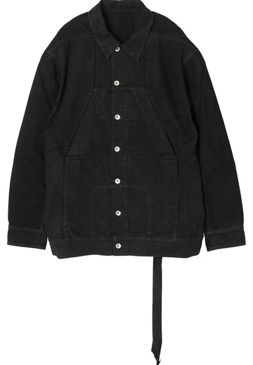 RICK OWENS JUMBO WORKER-Jacke in schwarzer Denim 73715818