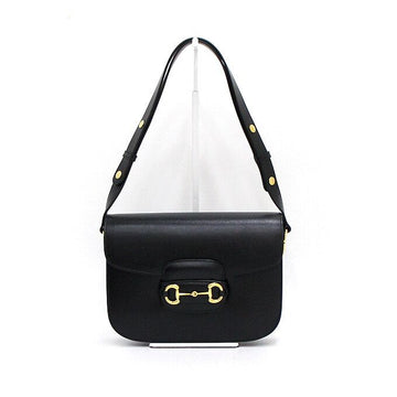 GUCCI Schwarze Leder 1955 Horsebit Schultertasche und Crossbody-Tasche 602204 156533082