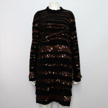 BOTTEGA VENETA Schwarz braunes zweifarbige Pailletten Maxikleid Damen aa64042 156533627