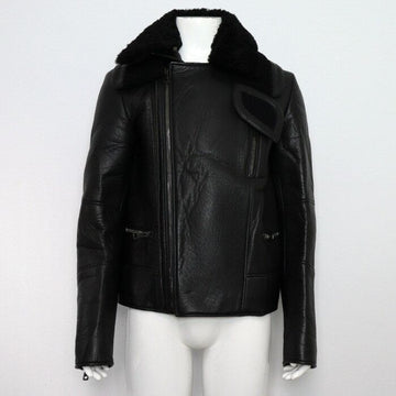 Gucci Black Shearling Trimming Leather Men’s Mustang Jacket aa63519 156534992