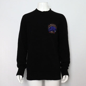 Balmain Black Wool Cashmere Blend Logo Embroidered Men's Knit T-Shirt AA64131 156538166