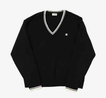 CELINE VネックロゴニットブラックXS 8940602707 156539502