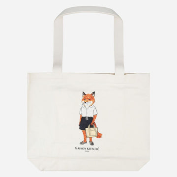 Maison Kitsune Dressed Fox Tote Bag Ecru 156552302