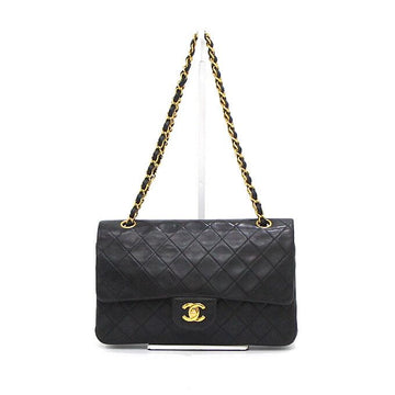 CHANEL ブラックラムスキンクラシックミディアムゴールドチェーンショルダーバッグ A01112 156572053