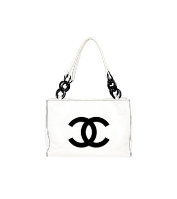 CHANEL ホワイトキャビアビッグCCアクリルチェーンショルダーバッグ 59039 156606404