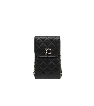 CHANEL Black Lambskin Phone Holder Bag 58530 156606496