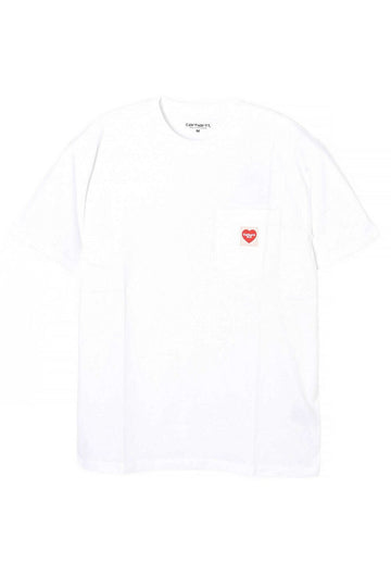CARHARTT WIP Pocket Herz T-Shirt Weiß Rot I032128 1WZXX 138387258